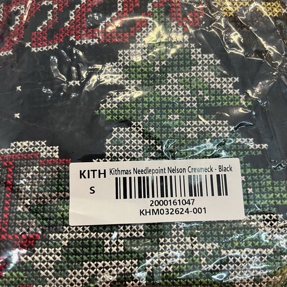Size S - Kith Kithmas Needlepoint Nelson Long Sleeve Crewneck Black - Small NWT - Picture 5 of 7